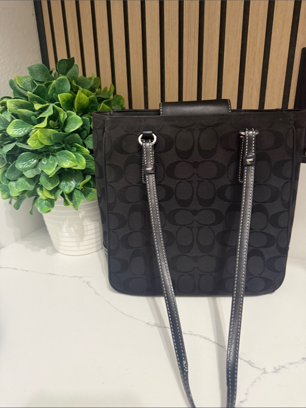 2000’s Coach Black Signature Jacquard Vertical Tote